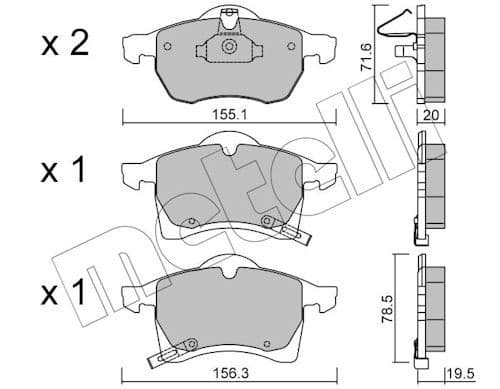 set placute frana,frana disc METELLI 22-0258-0