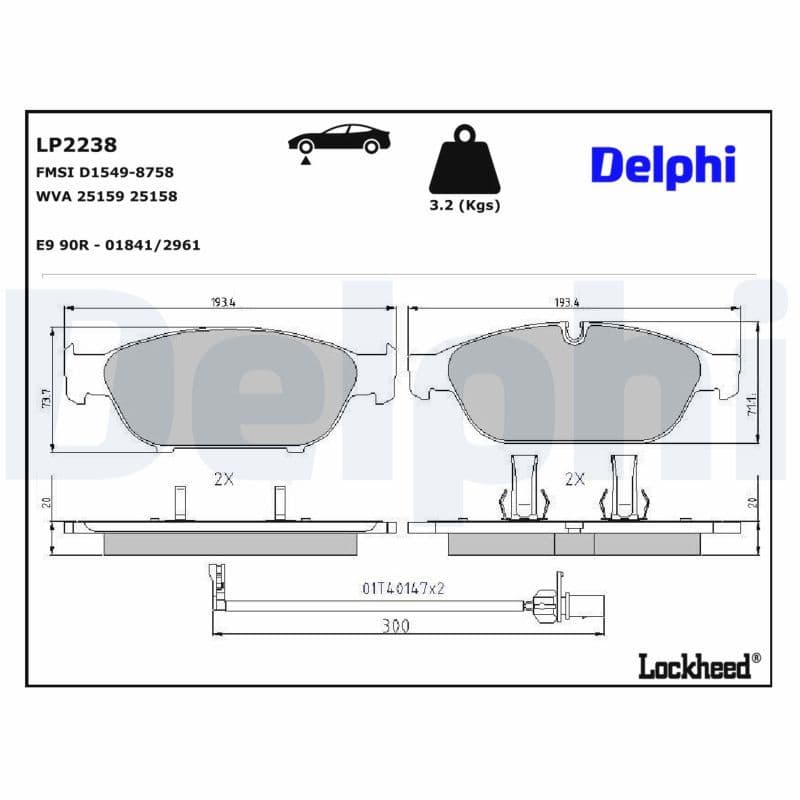 set placute frana,frana disc DELPHI LP2238