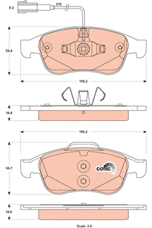 set placute frana,frana disc TRW COTEC GDB1873