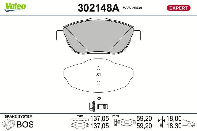 set placute frana,frana disc VALEO 302148A