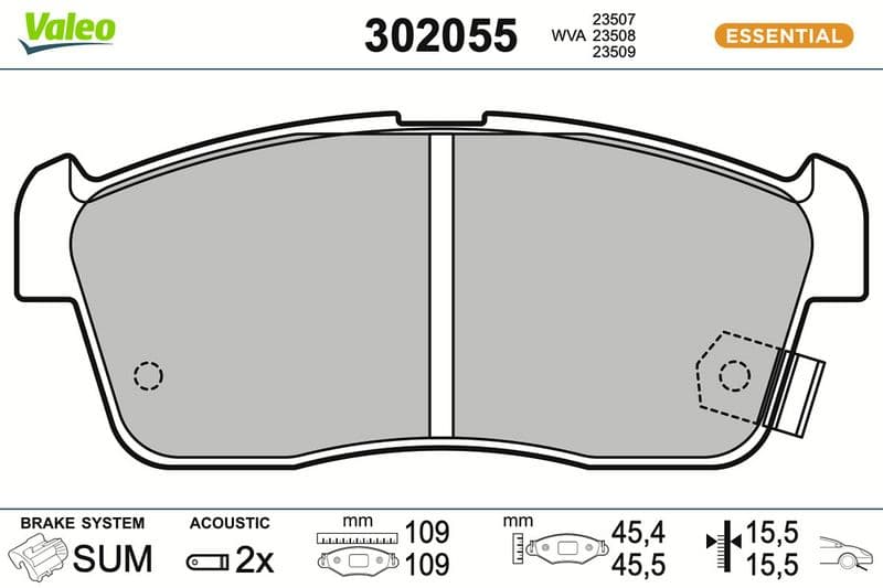 set placute frana,frana disc VALEO ESSENTIAL 302055