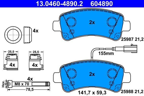 set placute frana,frana disc ATE 13.0460-4890.2