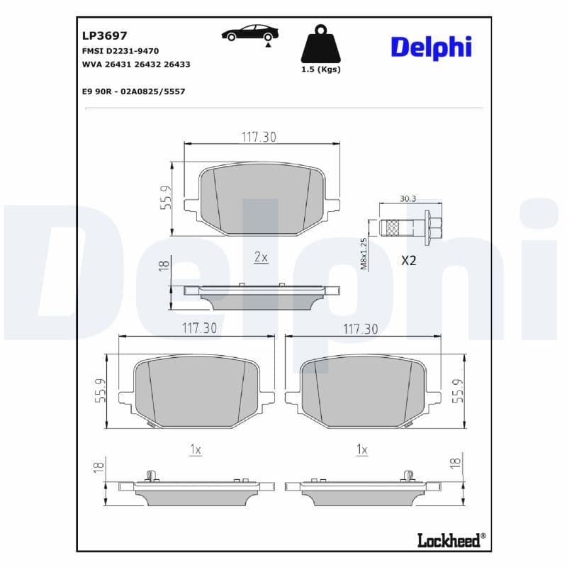 set placute frana,frana disc DELPHI LP3697