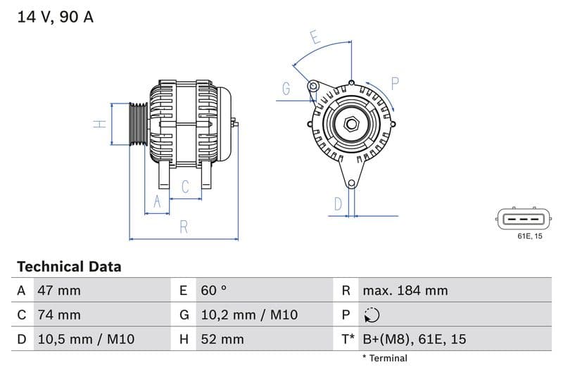 Generator / Alternator BOSCH 0 986 041 190
