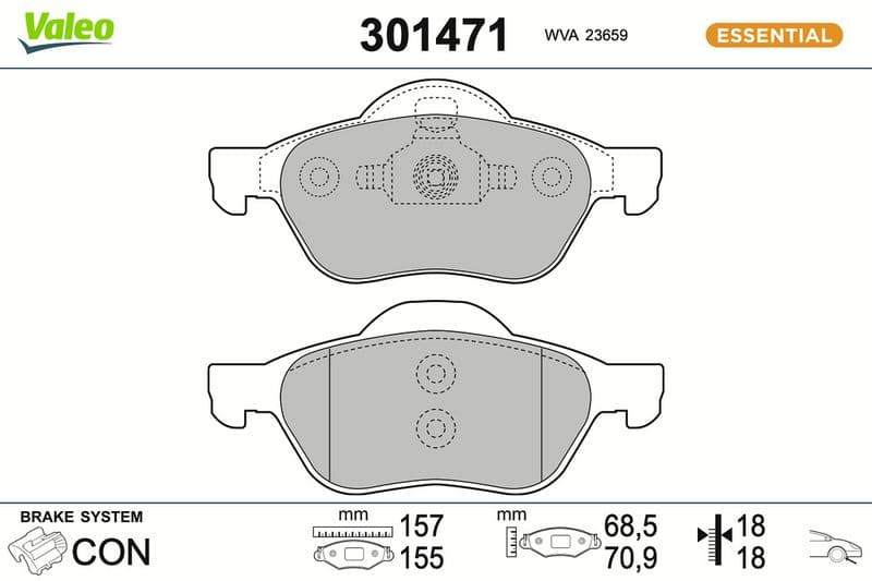set placute frana,frana disc VALEO ESSENTIAL 301471