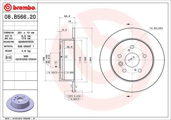 Disc frana BREMBO PRIME LINE - UV Coated 08.B566.21