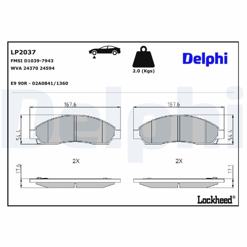 set placute frana,frana disc DELPHI LP2037