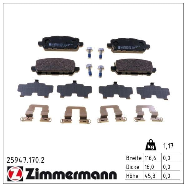 set placute frana,frana disc ZIMMERMANN 25947.170.2