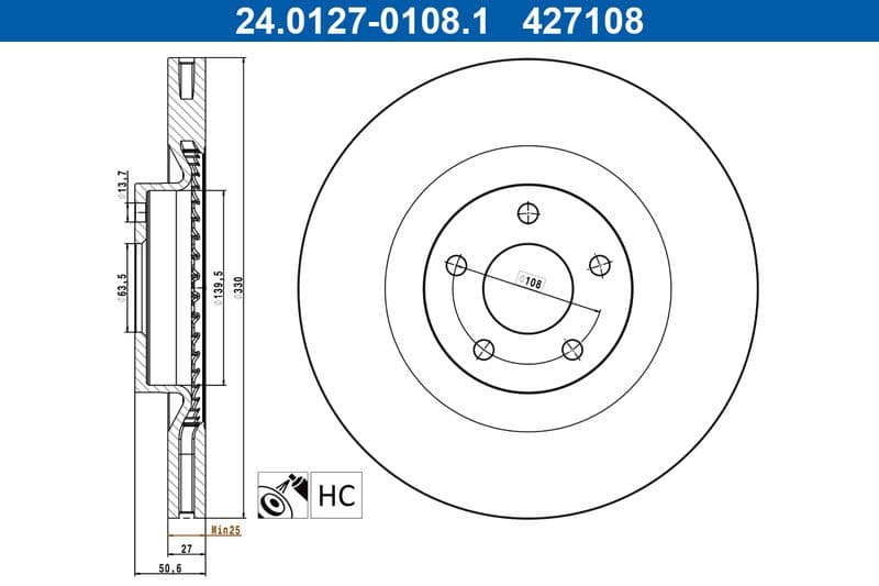 Disc frana ATE 24.0127-0108.1