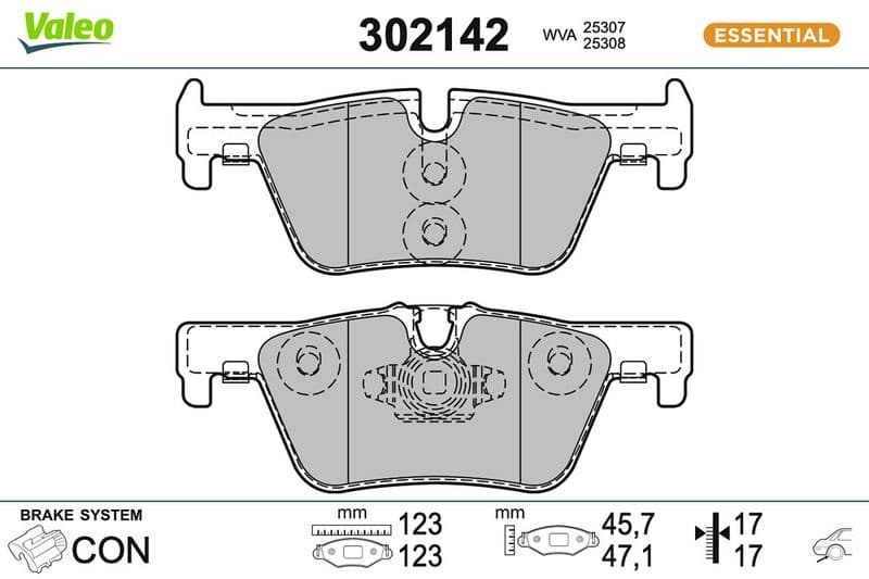 set placute frana,frana disc VALEO ESSENTIAL 302142