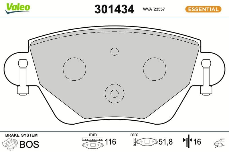 set placute frana,frana disc VALEO ESSENTIAL 301434