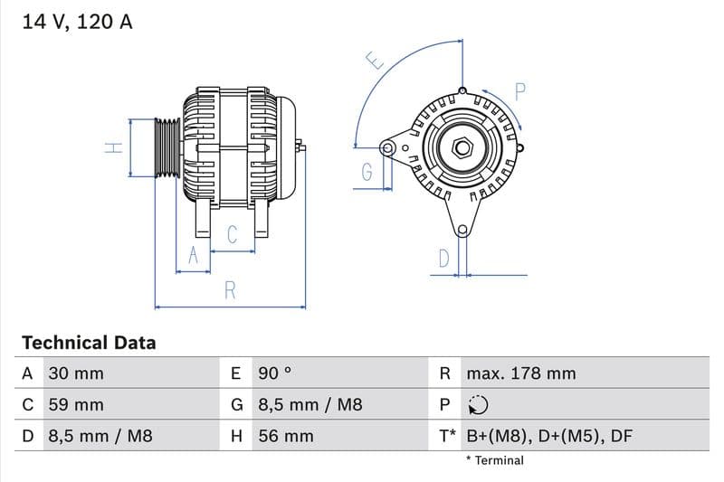 Generator / Alternator BOSCH 0 986 040 350