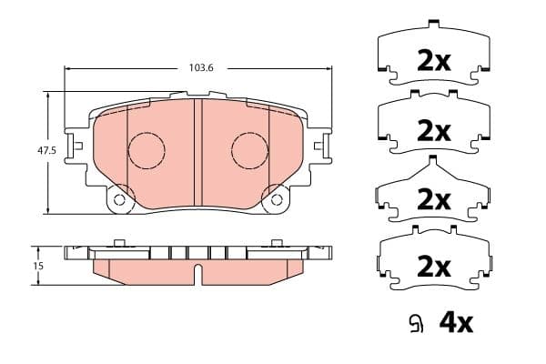 set placute frana,frana disc TRW GDB2343