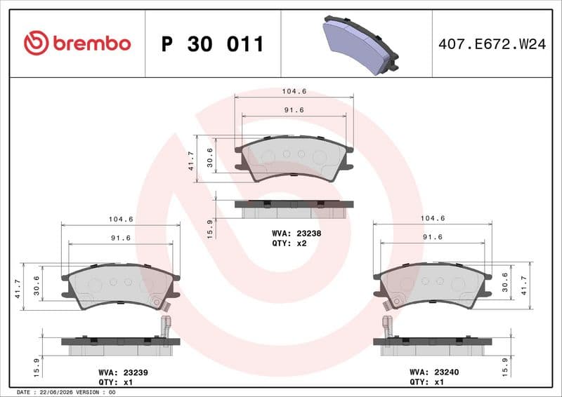set placute frana,frana disc BREMBO PRIME LINE P 30 011