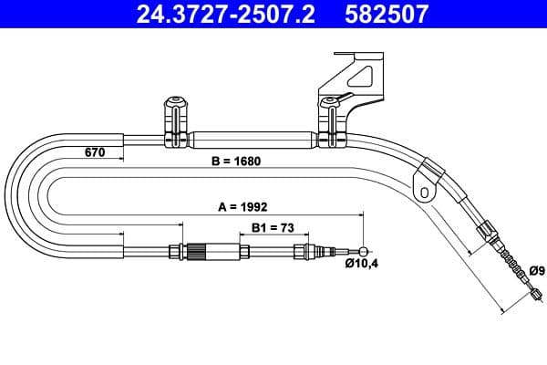 Cablu, frana de parcare ATE 24.3727-2507.2