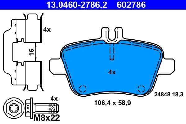set placute frana,frana disc ATE 13.0460-2786.2