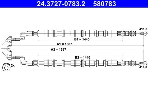 Cablu, frana de parcare ATE 24.3727-0783.2