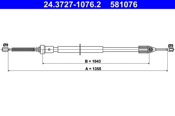 Cablu, frana de parcare ATE 24.3727-1076.2