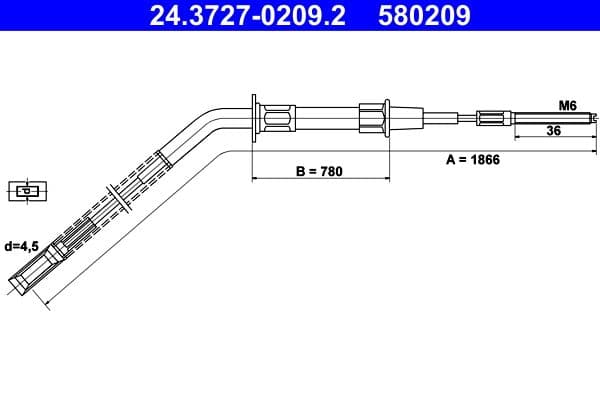 Cablu, frana de parcare ATE 24.3727-0209.2