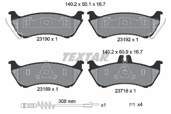 set placute frana,frana disc TEXTAR Q+ 2319002