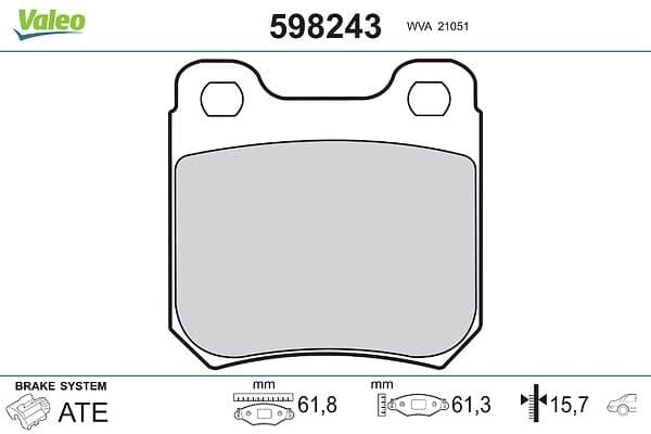set placute frana,frana disc VALEO 598243