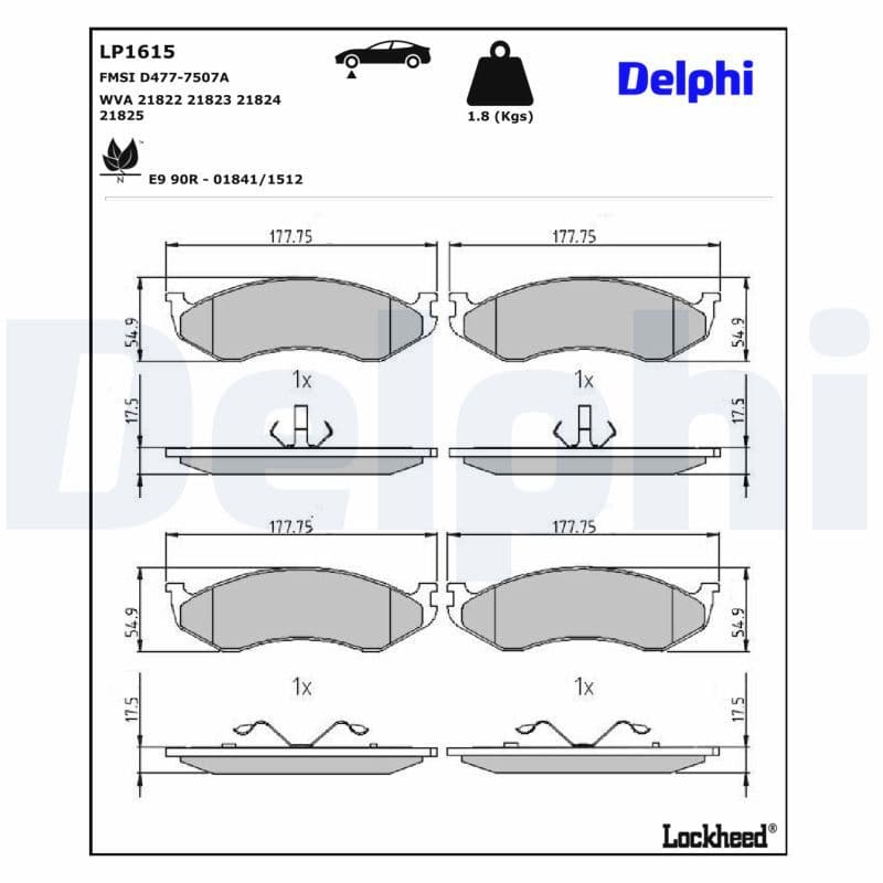 set placute frana,frana disc DELPHI LP1615