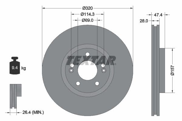 Disc frana TEXTAR PRO+ 92237805