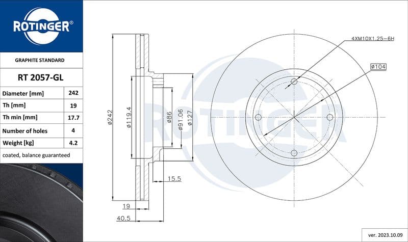 Disc frana ROTINGER GRAPHITE LINE RT 2057-GL