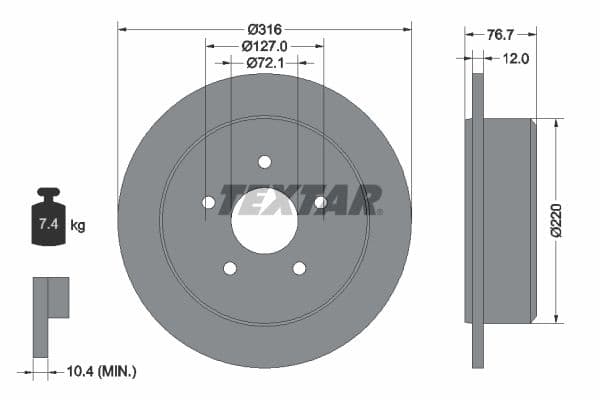Disc frana TEXTAR 92227700