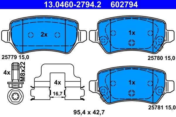 set placute frana,frana disc ATE 13.0460-2794.2