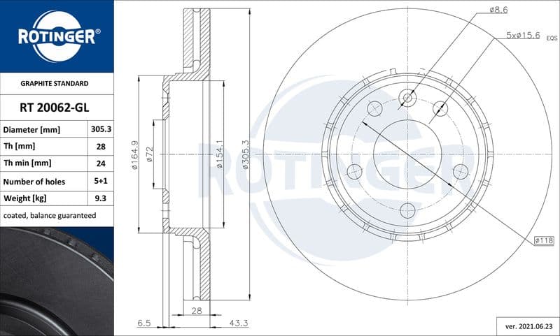 Disc frana ROTINGER GRAPHITE LINE RT 20062-GL