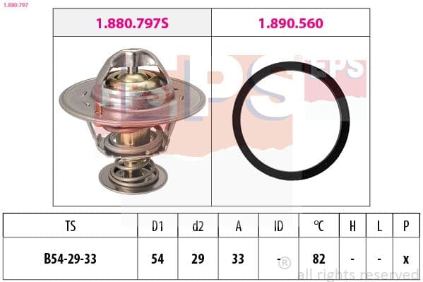 termostat,lichid racire EPS Made in Italy - OE Equivalent 1.880.797