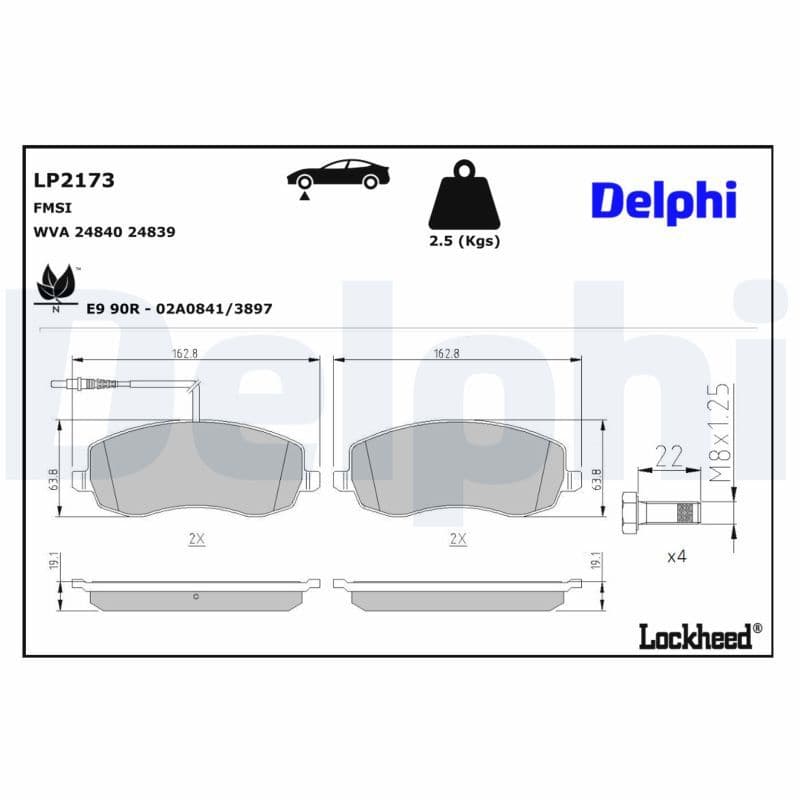 set placute frana,frana disc DELPHI LP2173