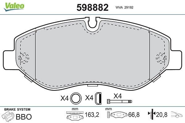 set placute frana,frana disc VALEO 598882