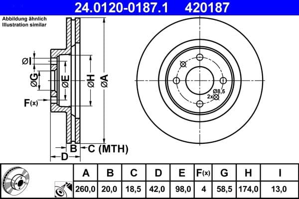 Disc frana ATE 24.0120-0187.1