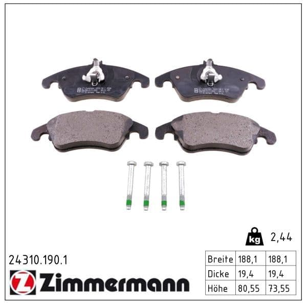 set placute frana,frana disc ZIMMERMANN 24310.190.1