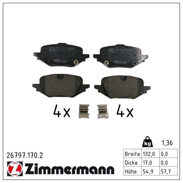 set placute frana,frana disc ZIMMERMANN 26797.170.2
