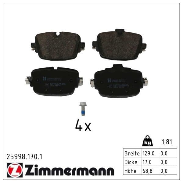 set placute frana,frana disc ZIMMERMANN 25998.170.1