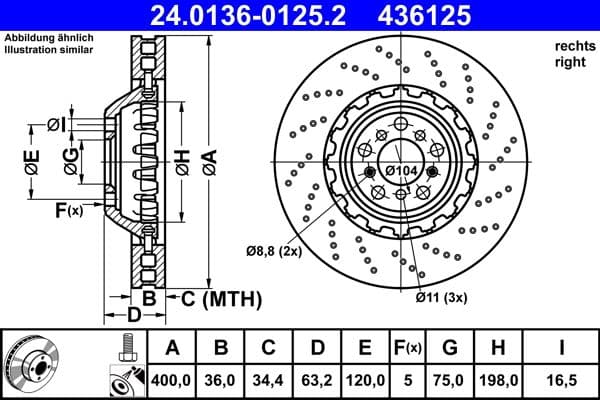 Disc frana ATE 24.0136-0125.2