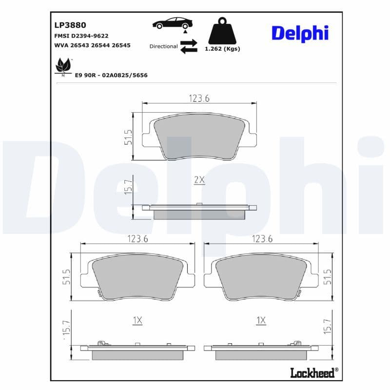 set placute frana,frana disc DELPHI LP3880