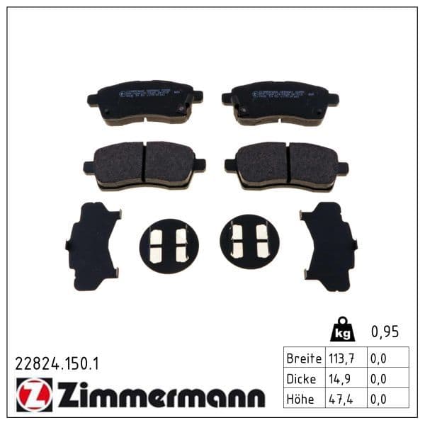 set placute frana,frana disc ZIMMERMANN 22824.150.1