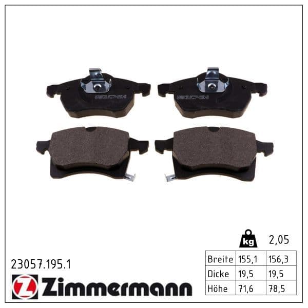 set placute frana,frana disc ZIMMERMANN 23057.195.1
