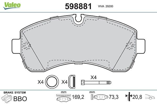 set placute frana,frana disc VALEO 598881