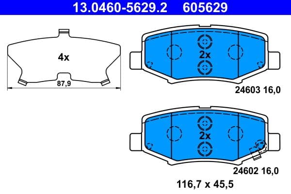 set placute frana,frana disc ATE 13.0460-5629.2