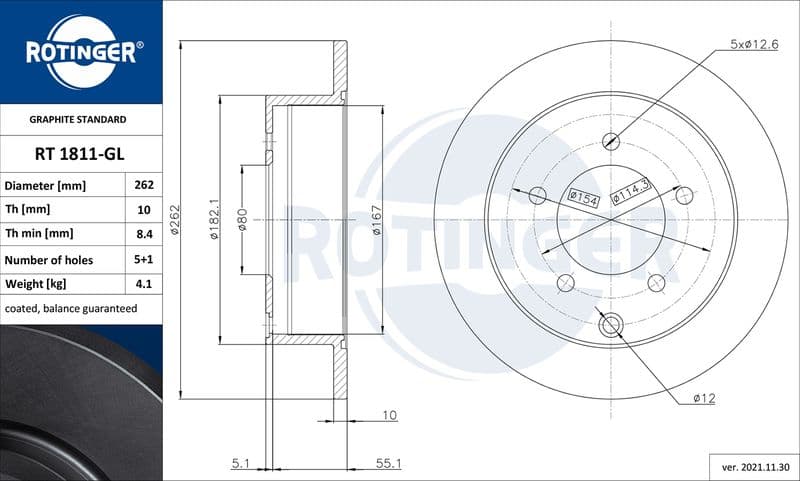 Disc frana ROTINGER GRAPHITE LINE RT 1811-GL