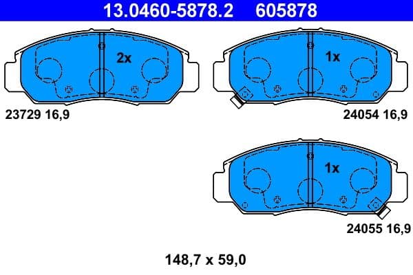 set placute frana,frana disc ATE 13.0460-5878.2
