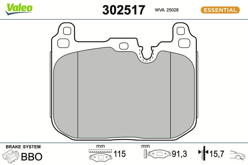 set placute frana,frana disc VALEO ESSENTIAL 302517