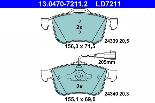 set placute frana,frana disc ATE Ceramic 13.0470-7211.2