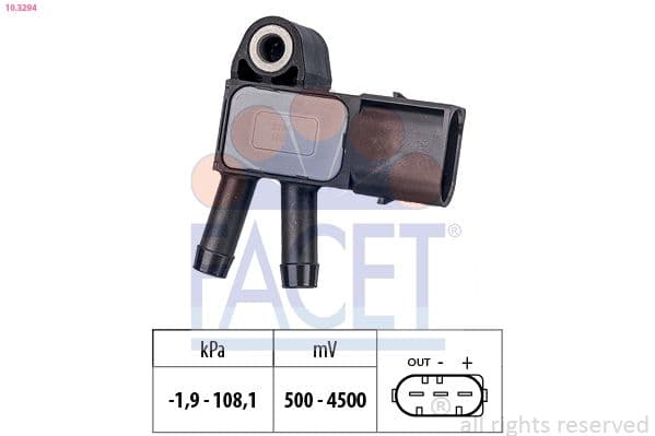 Senzor, presiune gaze evacuare FACET Made in Italy - OE Equivalent 10.3294