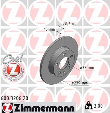 Disc frana ZIMMERMANN COAT Z 600.3206.20